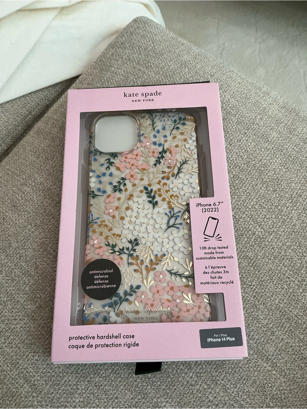 kate spade Floral Hardshell iPhone Case in Pink, White, Gold. EUC